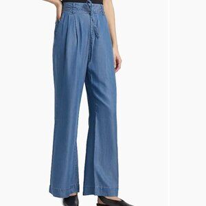 NEW DEREK LAM 10 CROSBY Felicity Pleated Tie Pants in blue for women 725 10m5
